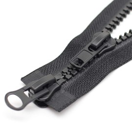 MebuZip #10 197 Inch Two Way Separating Jacket Zipper Heavy Duty Plastic Zipper Black Large Resin Zippers for Sewing Coat Jackets Clothes Parka (197" 500cm)