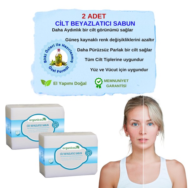 Organicsun Doğal Cilt Beyazlatıcı Sabun 140 Gr x 2 Adet