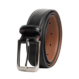 Vince Camuto Mens Belt | Black Belt | Double Stitch Detailing | Genuine Leather Belt (BLACK, 34)