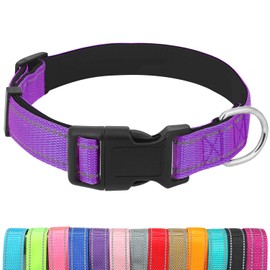 Dog Collars Adjustable for Small Dogs,Heavy Duty Waterproof Dog Collar with Quick Release Buckle,Girl Boy Female Male Reflective Nylon Dog Collar with Soft Neoprene Padded,S,Purple