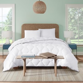 Serta Ocean Breeze Soft Down Alternative Bedding Comforter Duvet Insert with Sustainable Fiber Fill and Tencel Cover for All Season, Twin/Twin XL, White