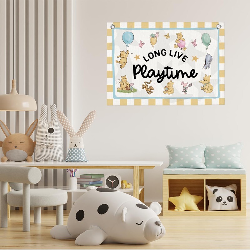 Long Live Playtime Banner Playroom Wall Decor for Kid Room