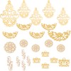 SUNNYCLUE 1 Box 50 Pieces 5 Styles Real 18K Gold-Plated Filigree Connectors Charm Flower Branch Drop Connector Left for DIY Earring Necklace Bracelet Jewellery Making