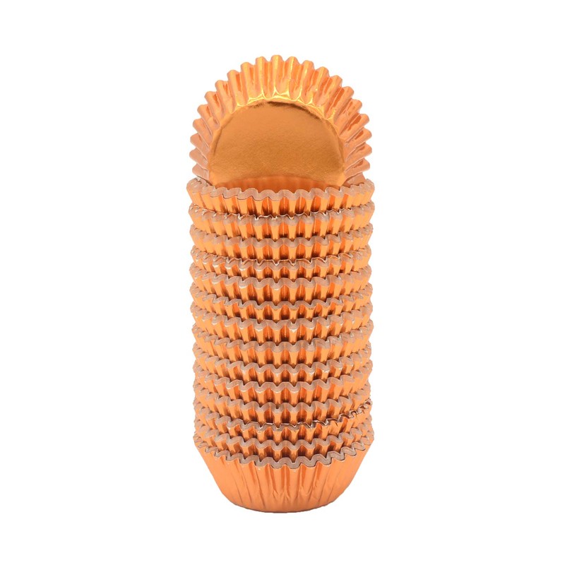 Mombake Mini Foil Cupcake Cases,Muffin Baking Cups(Orange, 300-Count)