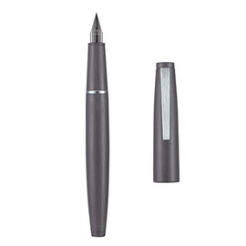 Jinhao 80 - Pluma estilográfica de fibra de carbono cepillada, punta extrafina, gris con clip plateado                                                