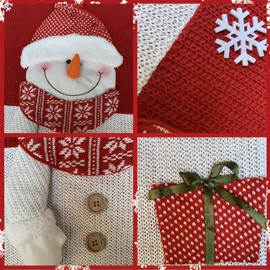 Bonfête 3 Pack Christmas Chair Covers Chair Slipcover Protectors Red Santa Claus Snowman Reindeer Chair Back Covers for Dining Room, Xmas Eve Party Decor