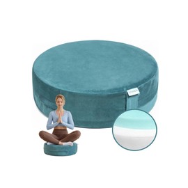 SCFOAMZAI Meditation Cushion for Restorative Yoga, High-Density Yoga Bolster Pillow with Velvet Cover, Floor Cushion for Adults, Ideal for Posture Support, Pilates and Relaxation (Green)
