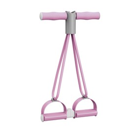 LAOGUATON Pink Resistance Band Exercise System, 4-Tube Leg & Core Workout, Foot Pedal Pull Rope with Soft Grip Handles