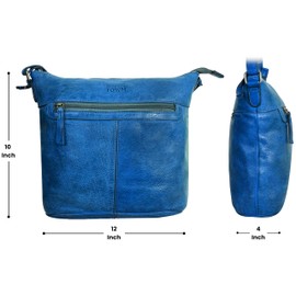 Leather Crossbody Bag Valentines Gift for Women - Travel Shoulder Sling Purse - Vintage Boho Satchel for Girls (Blue)