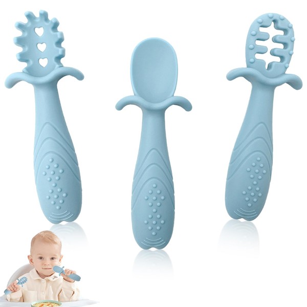 Yistoi Set of 3 Baby Learning Spoons, Learning Spoons for