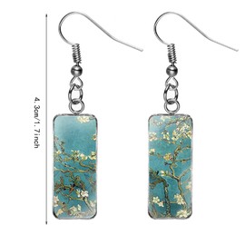 MIGUO STORE Chic Fashion Creative Color Time Gem Earrings for Women Unique Van Gogh Painting Silhouette Abstract Art Earrings Jewelry (SHEN GREEN Time Gem Earrings)