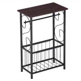 Multifunctional Dark Brown (37 X 20 X 55)cm Bathroom Table with Tissue Magazine Rack Interior Side Table Shelvesdefault: default title