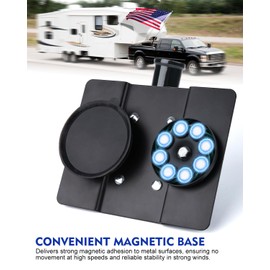 Magnetic Flag Pole Holder for Fifth Wheel RV Hitch – 180° Adjustable, Tool-Free Installation, RV Flag Pole Mount Compatible with Fifth Wheel RV, Campers & Trailers - Black