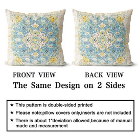 Snylcce Boho Throw Pillow Covers Set of 2 Floral White Antique & Vintage Design, Double-Sided Pattern - 40 x 40 cm Soft Cushion Covers for Garden Couch, Sofa, Bed - Decorative 16 x 16 Inch Cushion