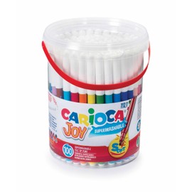 CARIOCA Barattolo Pennarelli Joy, Pennarelli Colorati per Bambini con Punta Fine, Ideali per Disegnare e Colorare, Super Lavabili, Colori Assortiti, 100 Pezzi