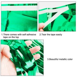 WILLBOND 6 Pieces 10 Feet Fringe Garland Foil Fringe Garland Metallic Tinsel Foil Garland Wall Hanging Fringe Banner for Wedding Birthday Parties Holiday Decorations and More (Green)