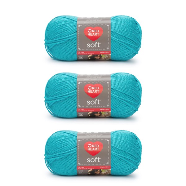 Red Heart Soft Turquoise Yarn - 3 Pack of 141g/5oz