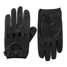isotoner Men's Genuine Leather Driving Gloves, Black, XX-Large