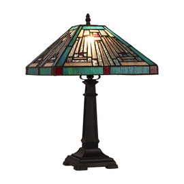 Chloe Lighting Innes Mission Tiffany-Style Blackish Bronze 1 Light Table Lamp 12" Wide, Multicolor