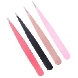FOMIYES 4pcs Eyebrow Clip Pointed Mouth for Brow Tweezers Precision Stainless Steel Tweezers for Personal Professional Use