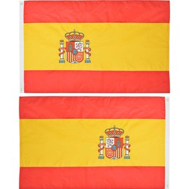 AES 3x5 Embroidered Spain Spanish Country Double Sided 220D Nylon Flag 3'x5' Clips Fade Resistant Double Stitched Premium Penant House Banner Grommets
