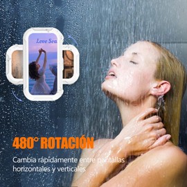 COFALDA Soporte para Celular Ducha, 480° Rotación, Protector para Celular contra Agua, Soporte Impermeable Anti-Niebla para Regadera, Pantalla Táctil Sensible, Compatible con Teléfonos 4-7 Pulgadas