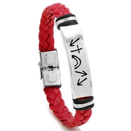 YLYYJ Christian Jesus Witness Bracelet for Men Women,He Came He Died He Arose He Ascended He's Coming Back Wristband Stainless Steel Braided Leather Christ Religious Bracelets for Him Her, Metal