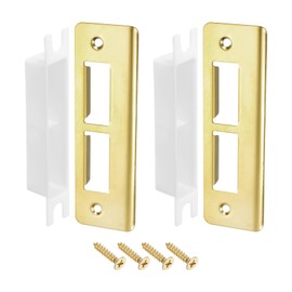 uxcell 2 Sets Door Strike Plate, 41mm x 132mm Stainless Steel Latch Deadbolt Replacement Lock Strike Plate for Door Frame Door Jamb Reinforcement, Gold