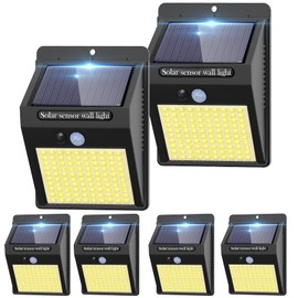 6 Pack Solar Motion Lights Outdoor, 3 Modes/100LED Solar Security Lights Wireless IP65 Waterproof Solar Wall Lights Outdoor Lights for Front Door, Backyard, Garage, Deck(Warm White)