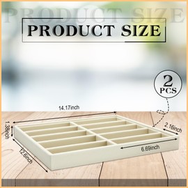 Batiyeer Sunglasses Organizer Storage Tray 10 Grids Eyewear Watch Holder Display Stackable Ice Velvet Tray Women(White,2 Pcs)