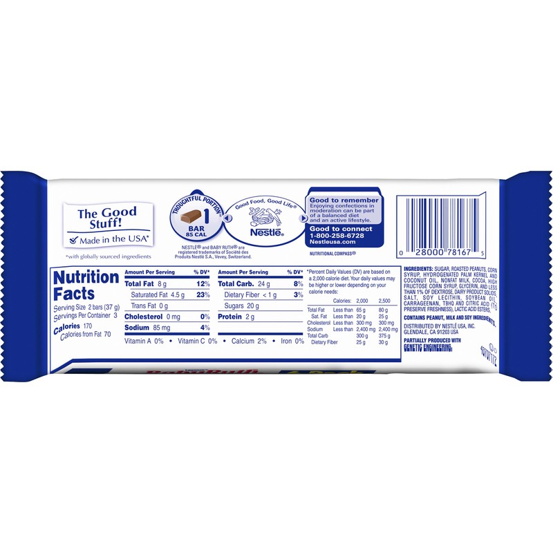 Baby Ruth Milk Chocolate Snack Tray, 6 Individually Wrapped Ferrero
