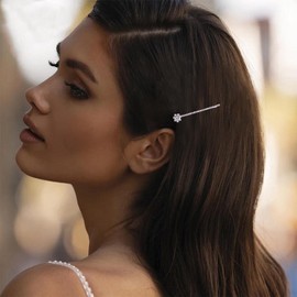 Allereya Rhinestone Wedding Hair Pins Barrette Crystal Hairpins Barrette Gold CZ Bling Bridal Headpieces Decorative Head Clip Headwear Bridal Hair Accessories for Women and Girls (Gold)