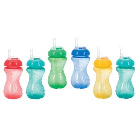 Nuby 2-Pack No-Spill Cup with Flex Straw, 10 Ounce, Colors May Vary