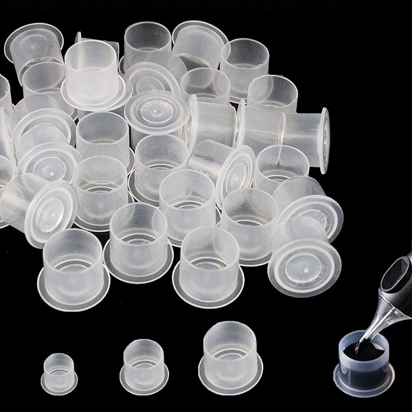 Tattoo Ink Caps with Base - Yuelong 1000pcs Tattoo Ink Cups Disposable Plastic Tattoo Pigment Caps Mixed Size #11 Small #14 Medium #17 Large for Tattoo ink Tattoo Supplies Tattoo Kits