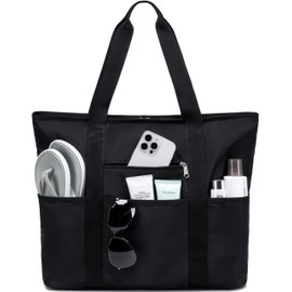 LEDAOU Beach Bags for Women Waterproof Beach Tote Bag with Zipper Sandproof Pool Bag Travel Gym Tote Bag