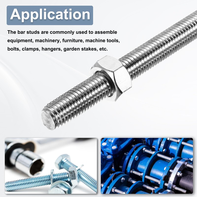 sourcing map Fully Threaded Rod M14 x 250mm 2mm Thread