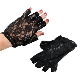 Bristol Novelty BA669 Lace Gloves 9" Fingerless Black, Womens, One Size
