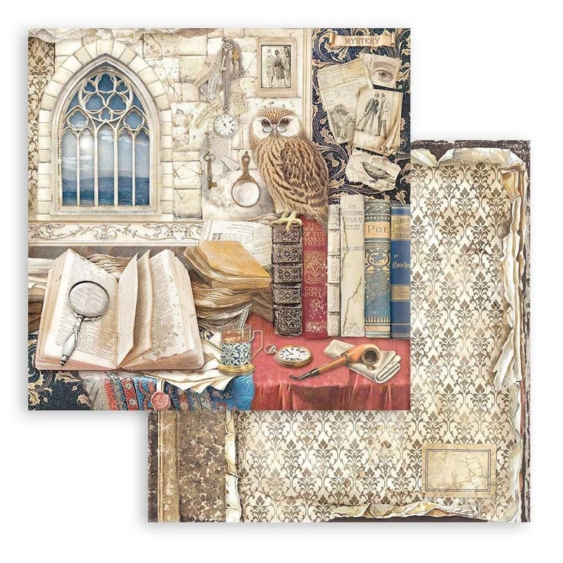 Stamperia 8" x 8" Paper Pad Vintage Library