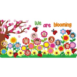 Mooliwe 74 Pcs Spring Flower Bulletin Board Decorations Set We are Blooming Classroom Decorations Photo Posting Cutouts Craft for Kids School Classroom Decor Summer Back to School Party Supplies