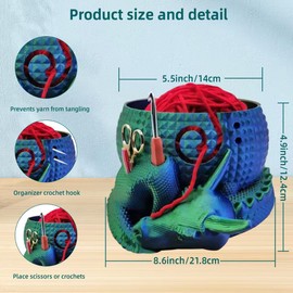 ZRINION Fantasy Dragon and Egg Large Yarn Bowl for Crocheting Funny,Crochet Bowls for Yarn,Yarn Bowl for Knitting,Yarn Holder for Crocheting,Perfect Gifts for The Knitter,8.66inch7.09inch4.92inch(Green)