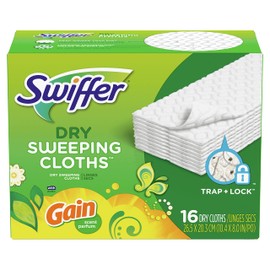 Swiffer Sweeper Dry Sweeping Pad Multi Surface Refills for Dusters Floor Mop, Gain, 16 Count (Packaging May Vary)