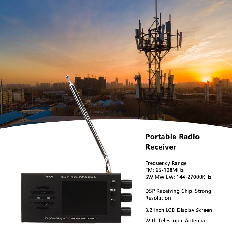 TEF86 Radio Receiver 3.2 Inch LCD Screen Display Radio Receiver