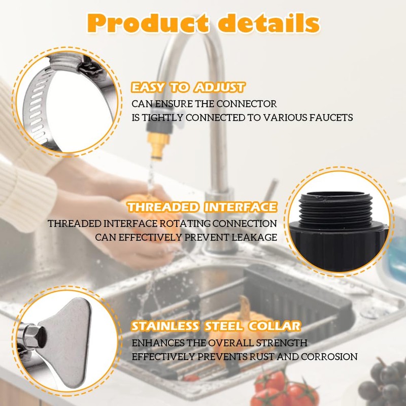 Adjustable Hose Tap Connector,14-17mm Universal Fit for Garden, Kitchen &