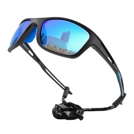 Solsun Sports Polarized Sunglasses For Men:Wrap Around Sunglasses UV Protection, Cycling Fishing Pugs Sun Glasses For Woman (Style 01 (1-Pack), A01-Black Frame/Blue Lens)