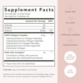 Alaya Multi Collagen Powder - Type I, II, III, V, X Hydrolyzed Collagen Peptides Protein Powder Supplement with MSM + GC (Unflavored) - NSF Certified 