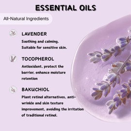 Lavender & Bakuchiol Retinol Serum - High Potency Lavender Essential Oil Blend for Wrinkle Reduction, Bakuchiol Care Oil for Skin Firming & Smoothing - Vegan & Cruelty-Free BakuchiolOil (60 ml)