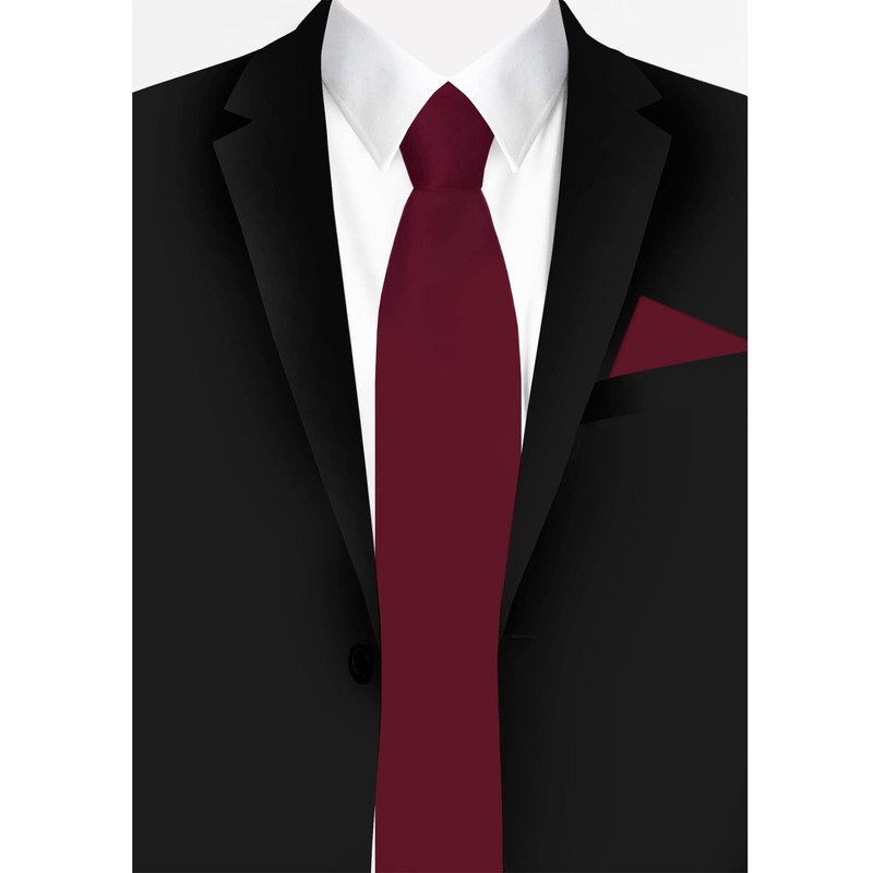 Jacob Alexander Men's Pocket Square Solid Color Handkerchief - Burgundy