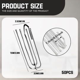 LandReCol Pack of 50 curtain hooks, metal, stainless steel curtain hooks, 4-prong pinch folding hooks for curtain rings, rails, metal shower curtain hooks for hanging windows, doors and curtains