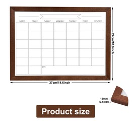 Dry Erase Monthly Calendar Whiteboard, Magnetic White Board for Wall,Brown