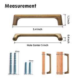 Goo-Ki 5''(128mm) Hole Centers Antique Brass Cabinet Pulls, Stylish Cabinet Hardware for Drawer,Cupboard & Wardrobe,24 Pack